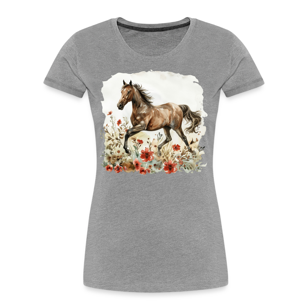 Flower Horse 9 - Frauen Premium Bio T-Shirt - Grau meliert