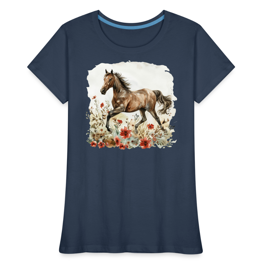 Flower Horse 9 - Frauen Premium Bio T-Shirt - Navy