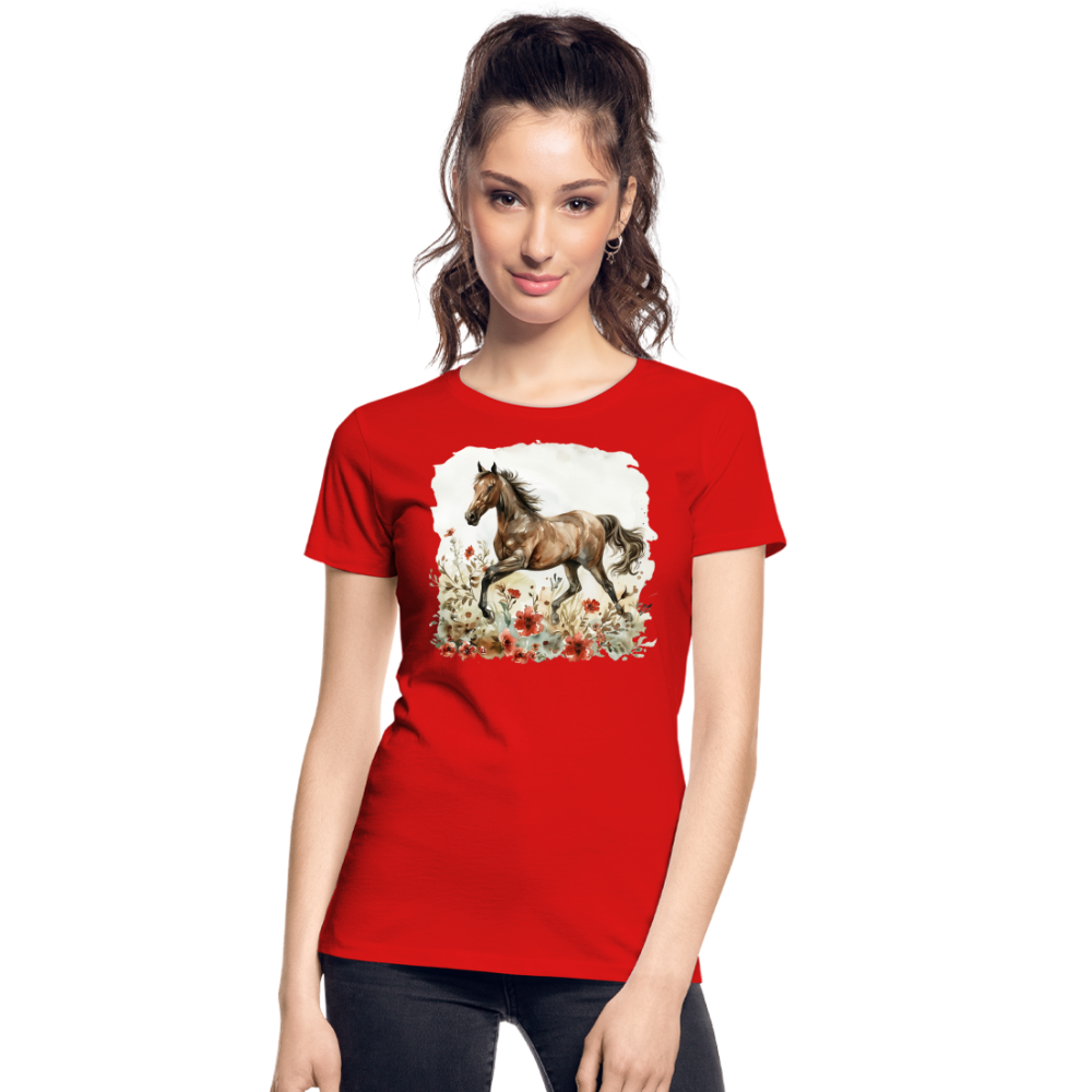 Flower Horse 9 - Frauen Premium Bio T-Shirt - Rot