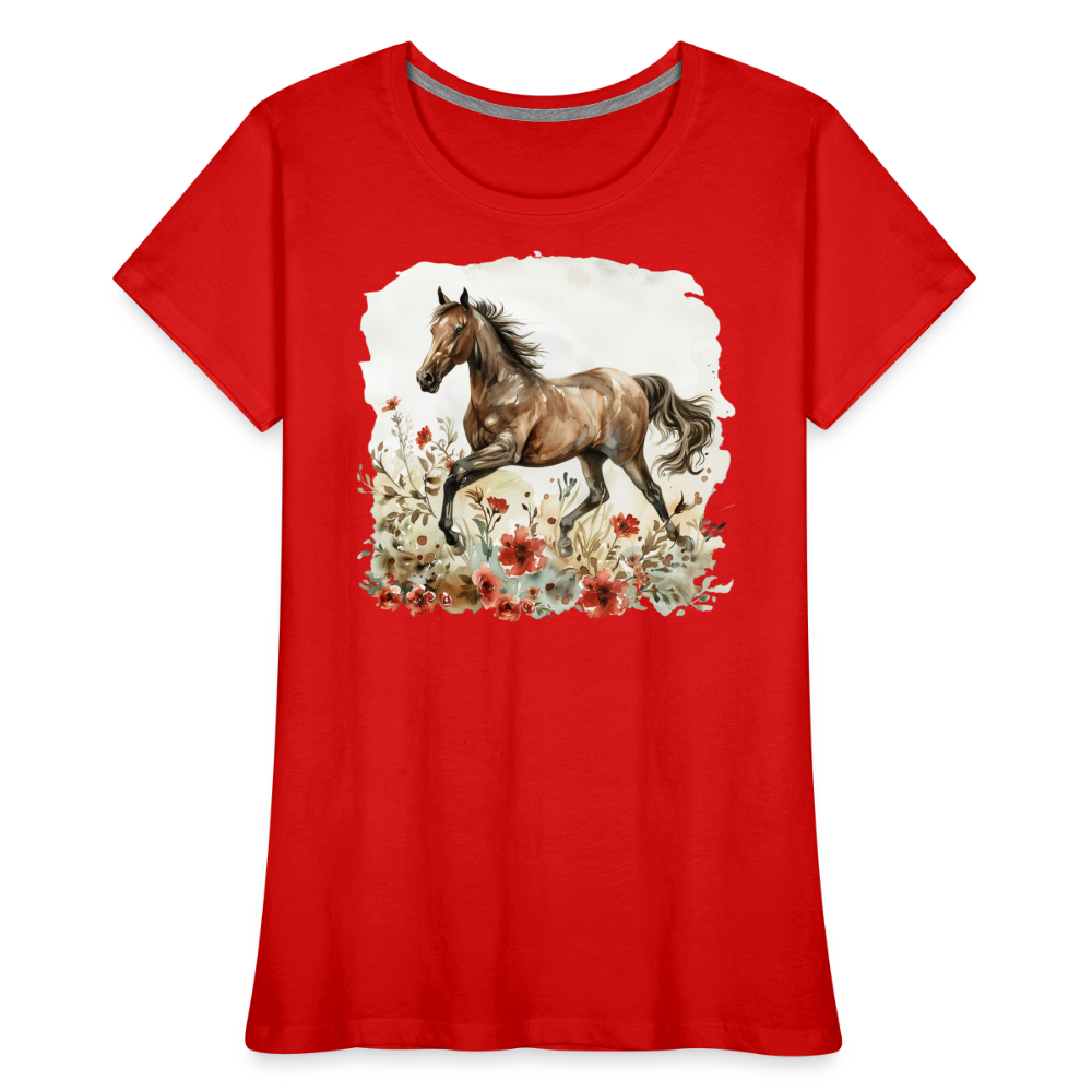 Flower Horse 9 - Frauen Premium Bio T-Shirt - Rot