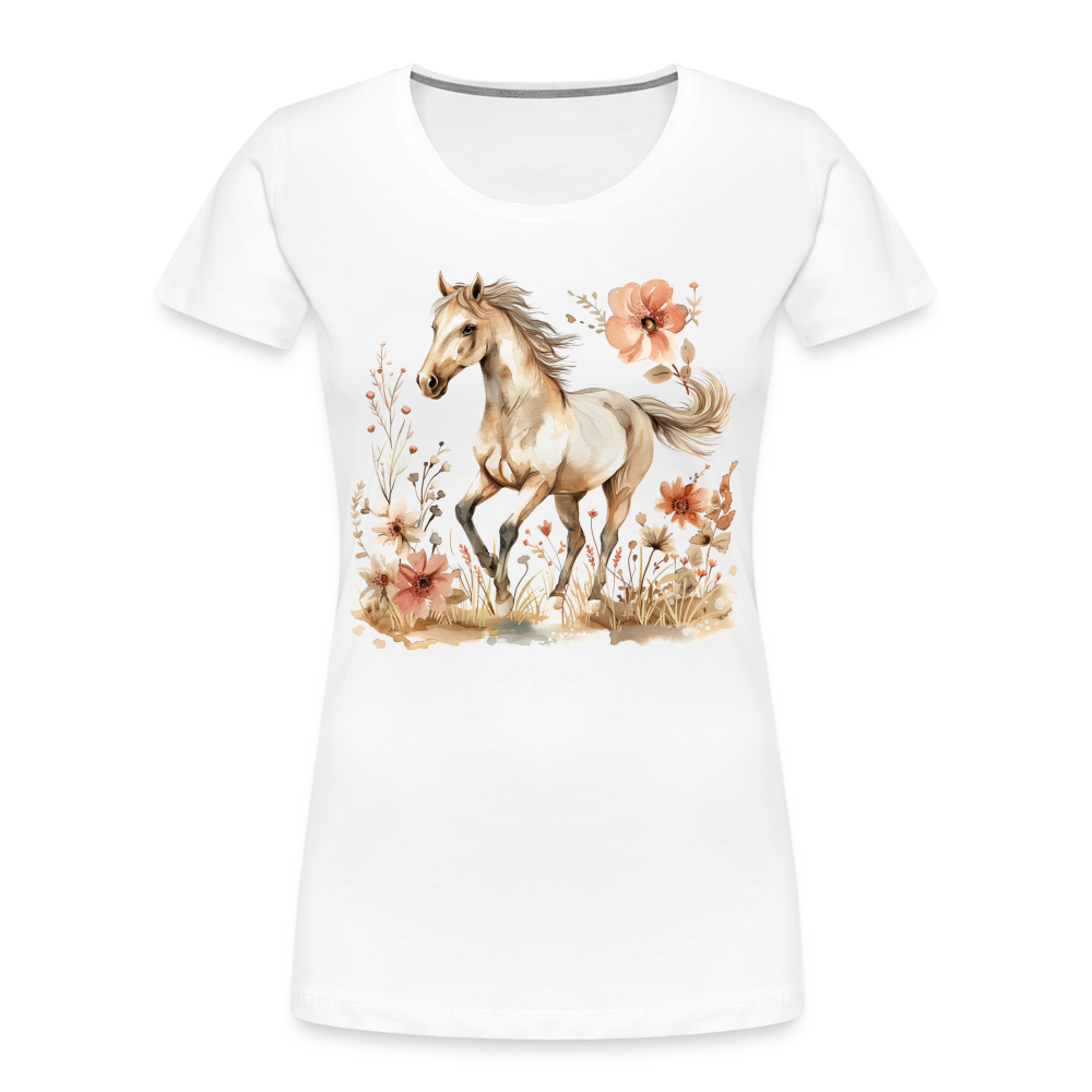 Flower Horse 6 - Frauen Premium Bio T-Shirt - Weiß