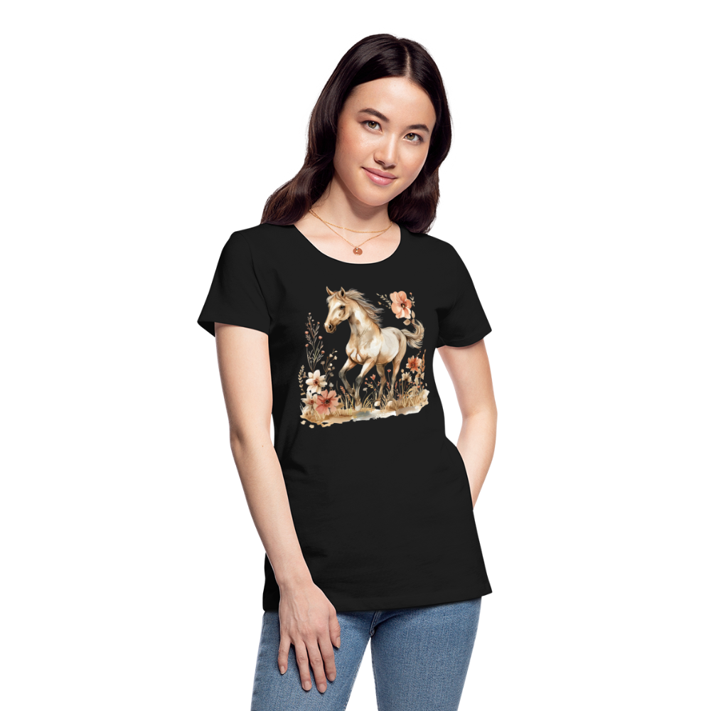 Flower Horse 6 - Frauen Premium Bio T-Shirt - Schwarz