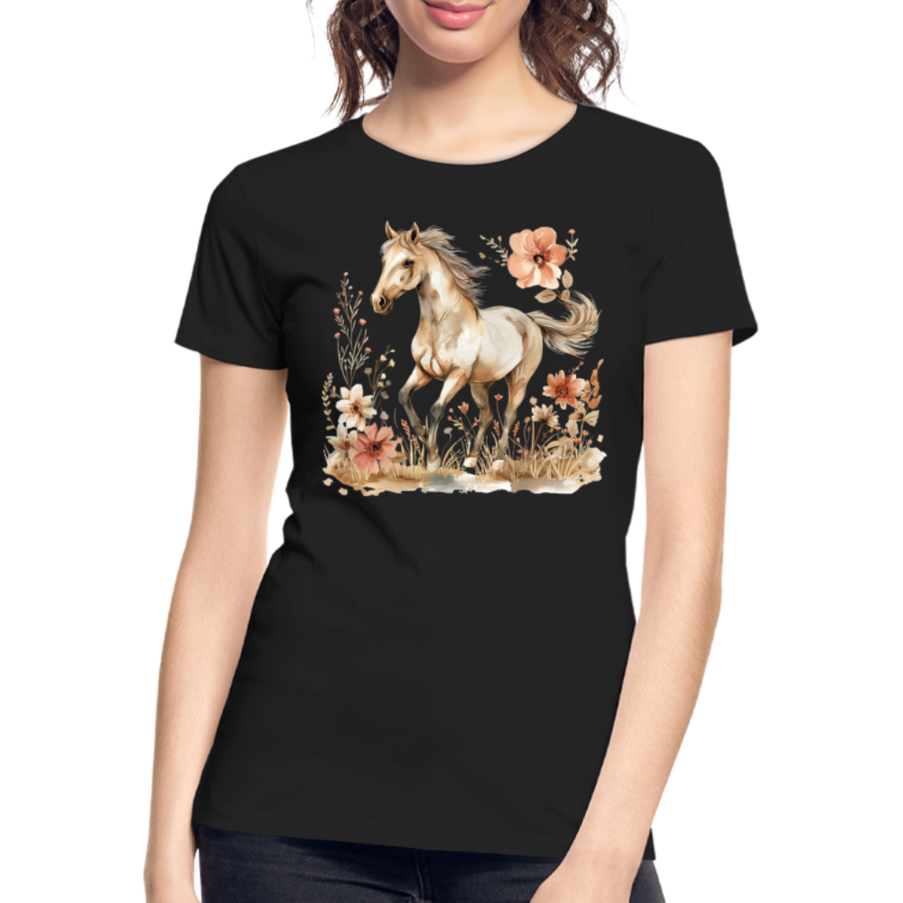 Flower Horse 6 - Frauen Premium Bio T-Shirt - Schwarz