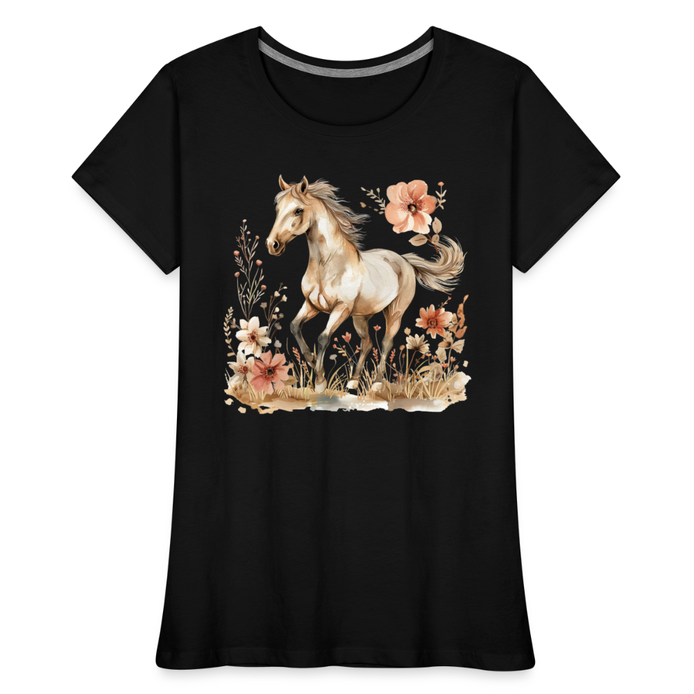 Flower Horse 6 - Frauen Premium Bio T-Shirt - Schwarz