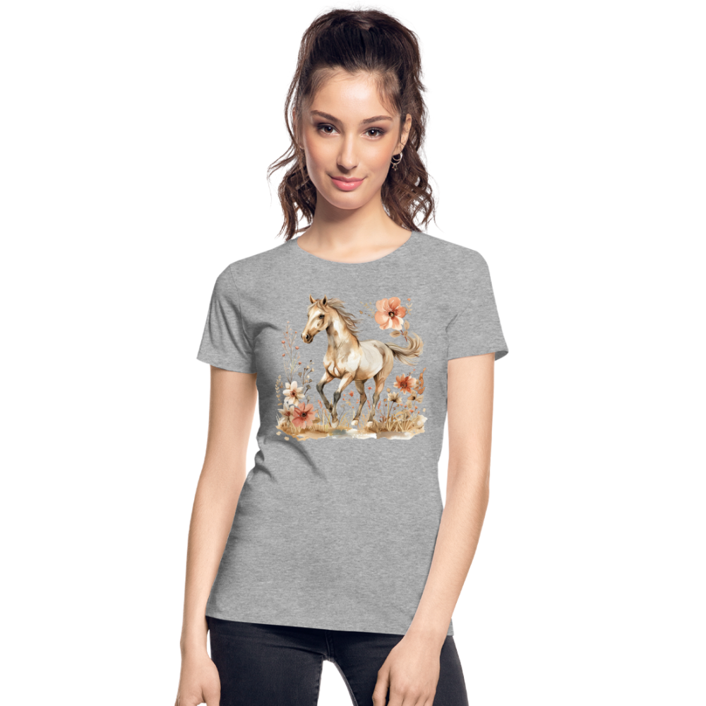 Flower Horse 6 - Frauen Premium Bio T-Shirt - Grau meliert