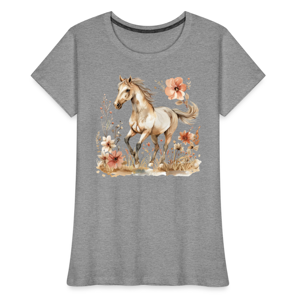 Flower Horse 6 - Frauen Premium Bio T-Shirt - Grau meliert