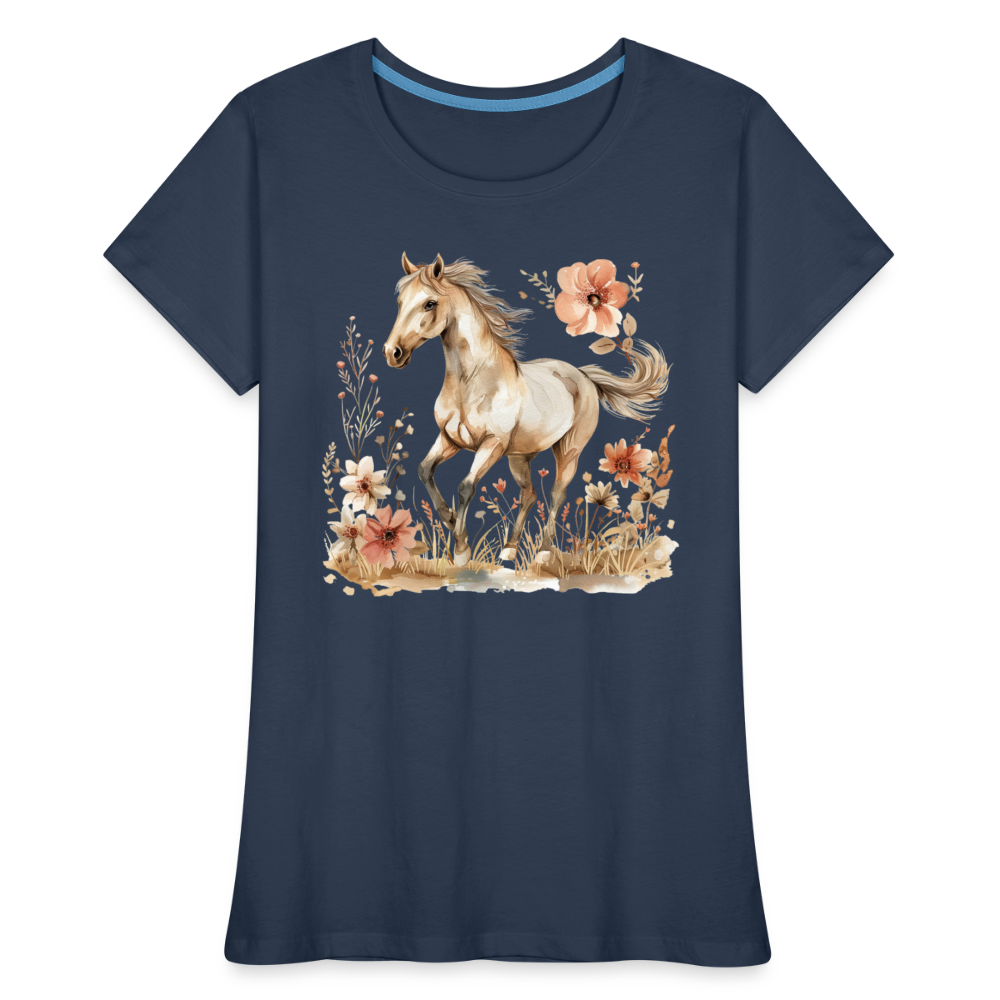 Flower Horse 6 - Frauen Premium Bio T-Shirt - Navy