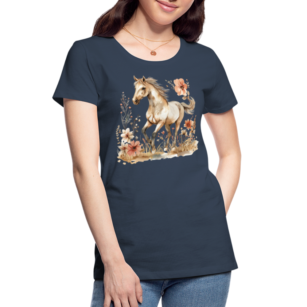 Flower Horse 6 - Frauen Premium Bio T-Shirt - Navy