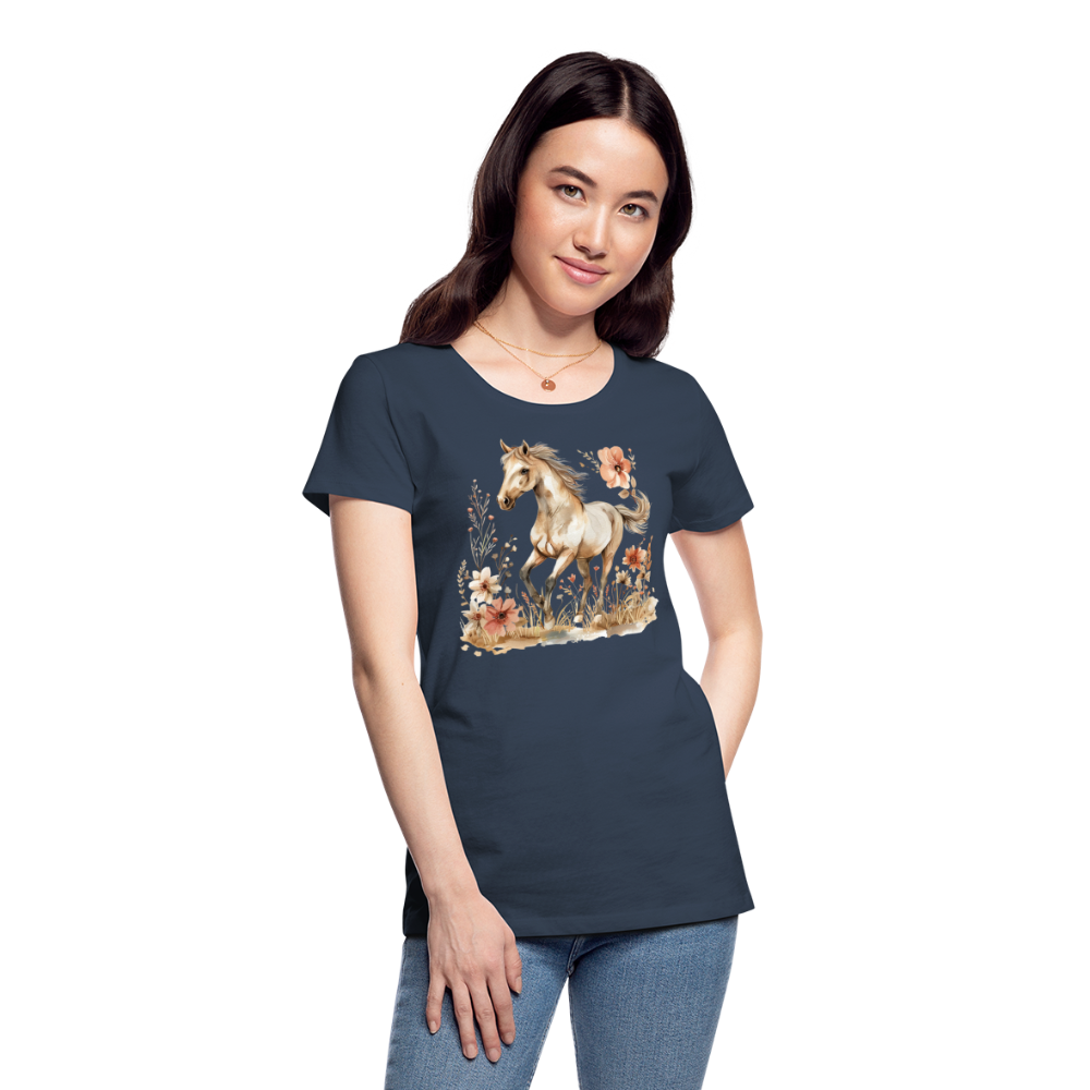 Flower Horse 6 - Frauen Premium Bio T-Shirt - Navy