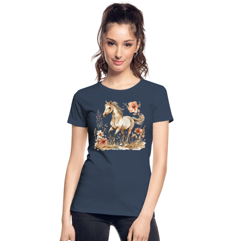 Flower Horse 6 - Frauen Premium Bio T-Shirt - Navy