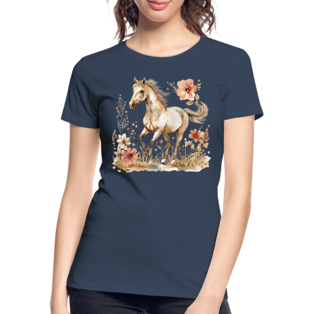 Flower Horse 6 - Frauen Premium Bio T-Shirt - Navy