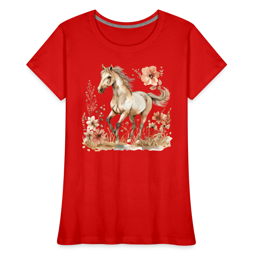 Flower Horse 6 - Frauen Premium Bio T-Shirt - Rot