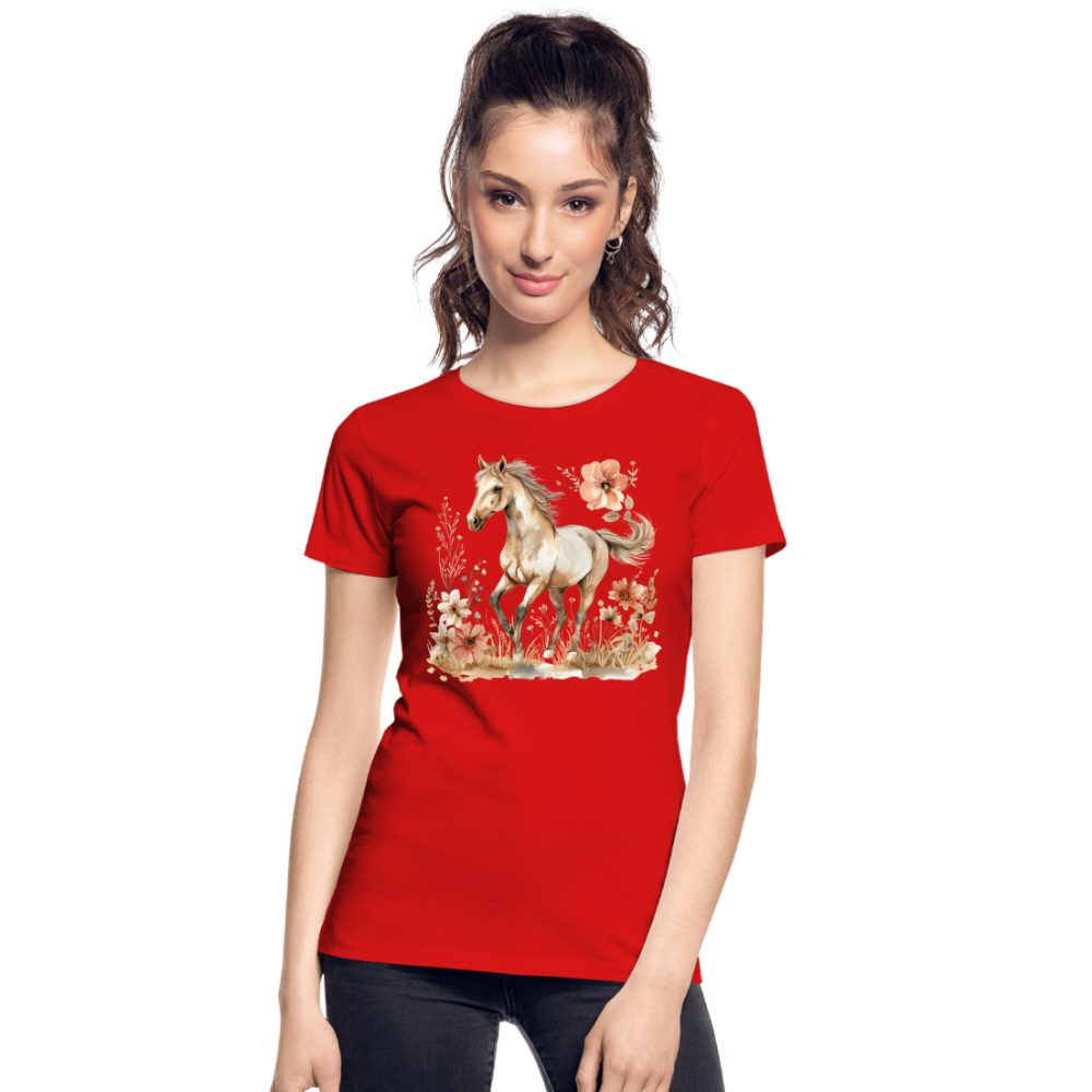 Flower Horse 6 - Frauen Premium Bio T-Shirt - Rot