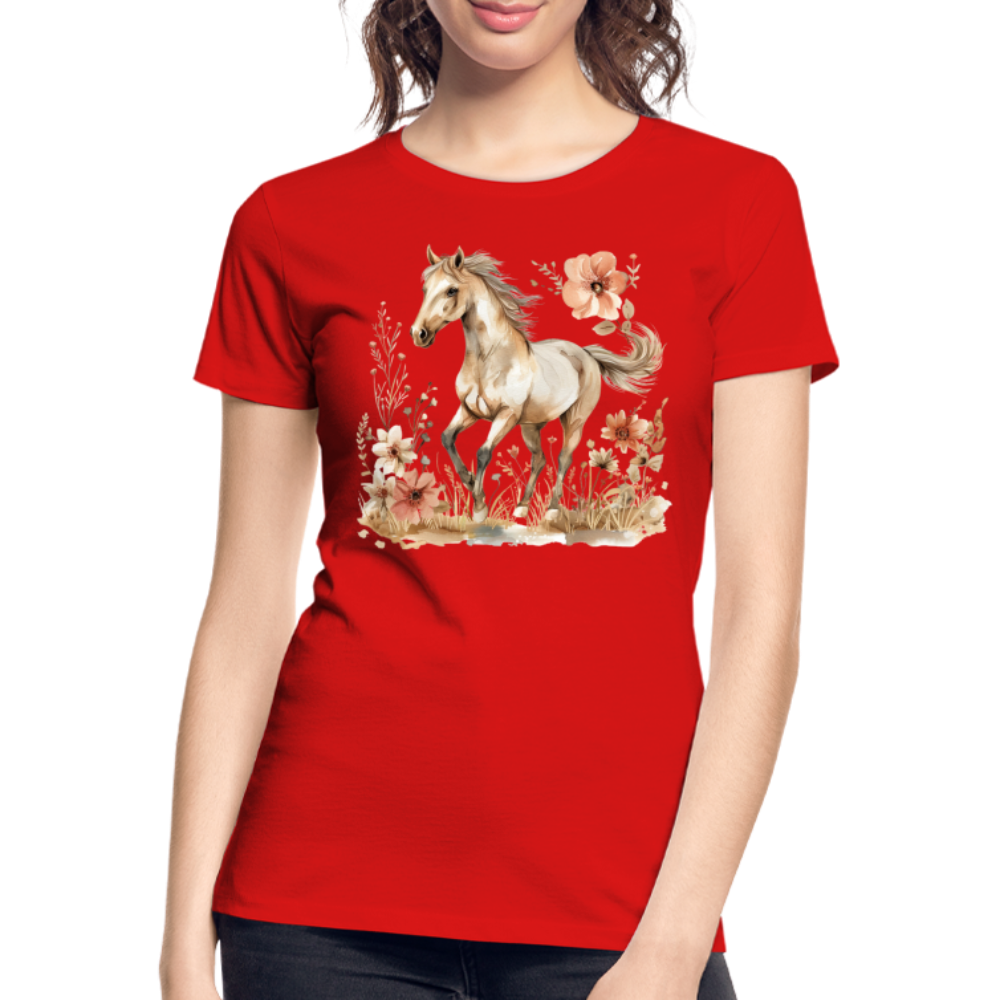 Flower Horse 6 - Frauen Premium Bio T-Shirt - Rot