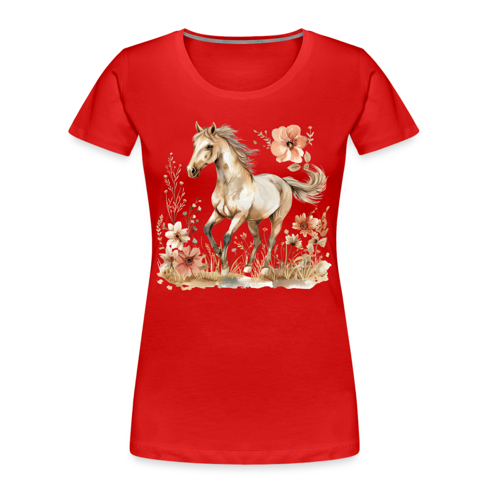 Flower Horse 6 - Frauen Premium Bio T-Shirt - Rot