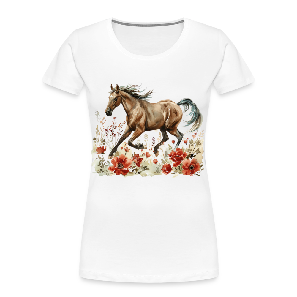 Flower Horse 12 - Frauen Premium Bio T-Shirt - Weiß