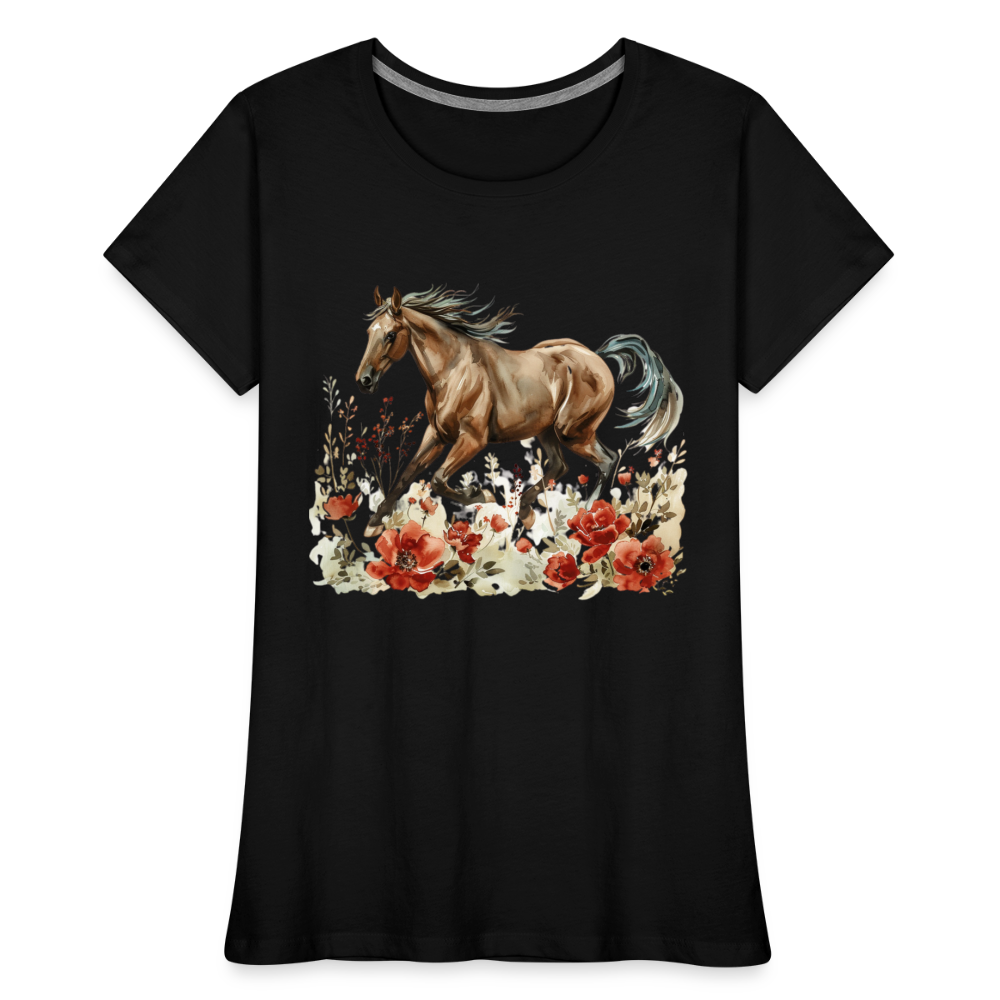 Flower Horse 12 - Frauen Premium Bio T-Shirt - Schwarz