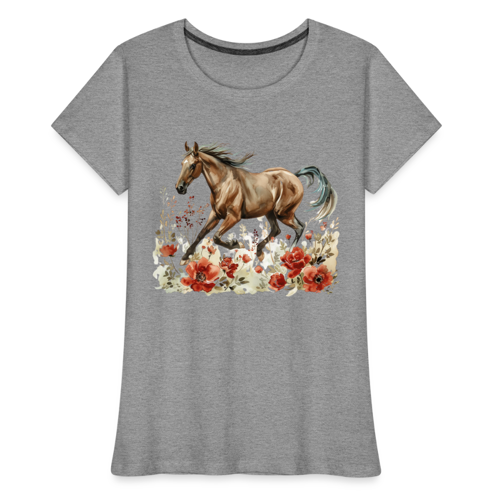 Flower Horse 12 - Frauen Premium Bio T-Shirt - Grau meliert