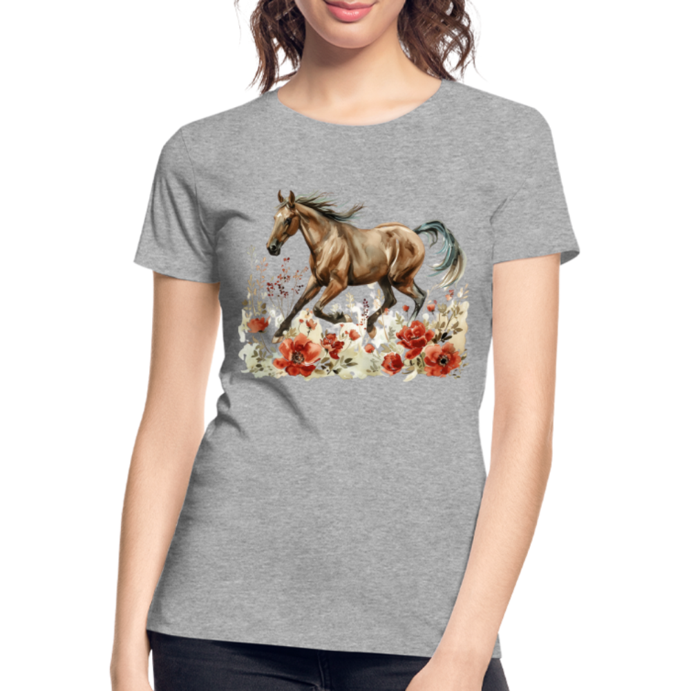 Flower Horse 12 - Frauen Premium Bio T-Shirt - Grau meliert