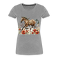 Flower Horse 12 - Frauen Premium Bio T-Shirt - Grau meliert