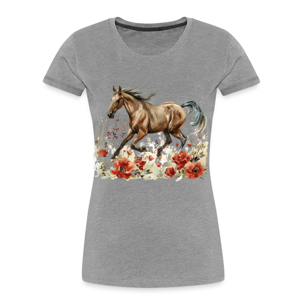 Flower Horse 12 - Frauen Premium Bio T-Shirt - Grau meliert