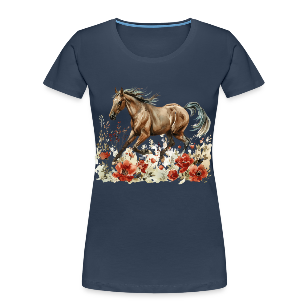 Flower Horse 12 - Frauen Premium Bio T-Shirt - Navy