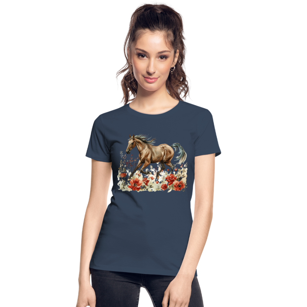 Flower Horse 12 - Frauen Premium Bio T-Shirt - Navy