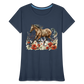 Flower Horse 12 - Frauen Premium Bio T-Shirt - Navy