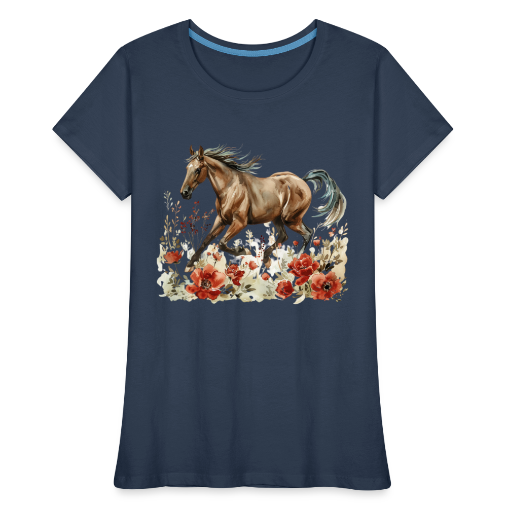 Flower Horse 12 - Frauen Premium Bio T-Shirt - Navy