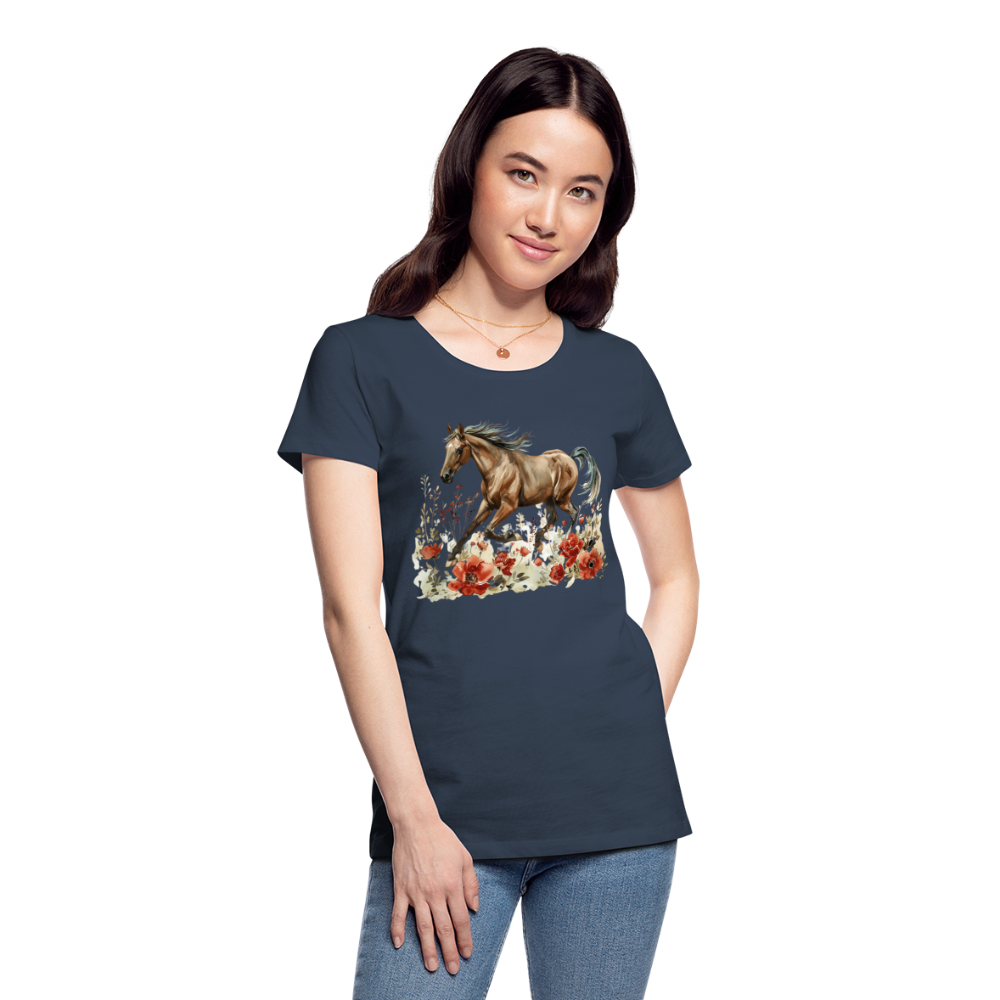 Flower Horse 12 - Frauen Premium Bio T-Shirt - Navy