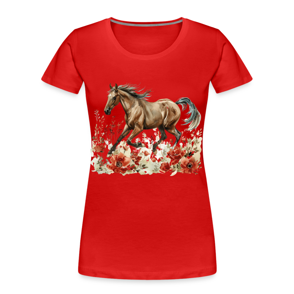 Flower Horse 12 - Frauen Premium Bio T-Shirt - Rot