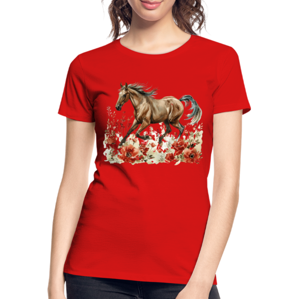 Flower Horse 12 - Frauen Premium Bio T-Shirt - Rot