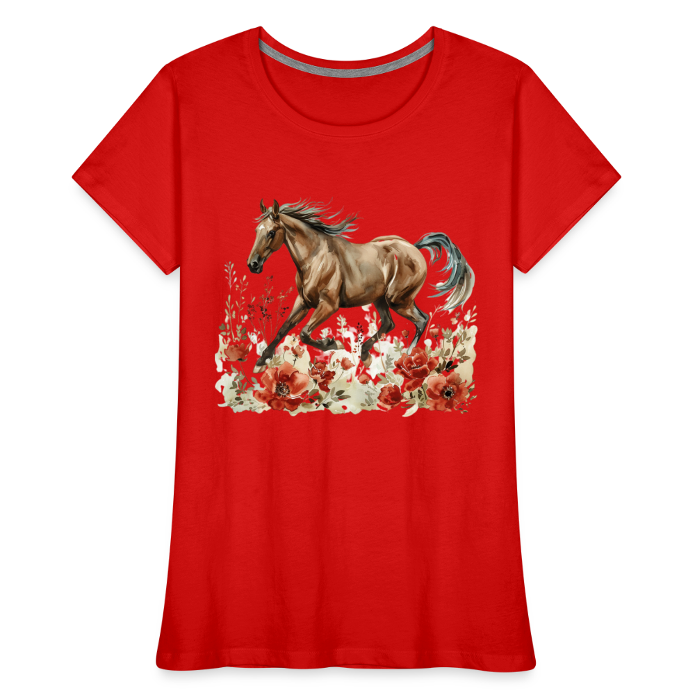 Flower Horse 12 - Frauen Premium Bio T-Shirt - Rot