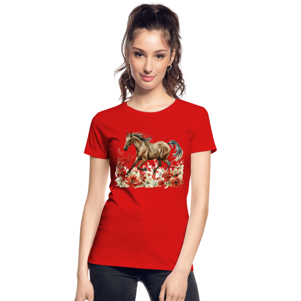 Flower Horse 12 - Frauen Premium Bio T-Shirt - Rot