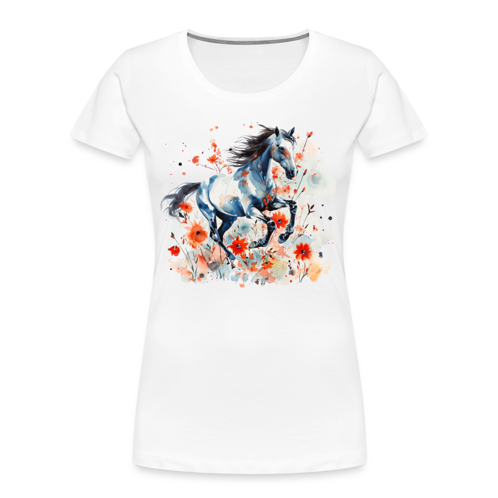 Flower Horse 11 - Frauen Premium Bio T-Shirt - Weiß