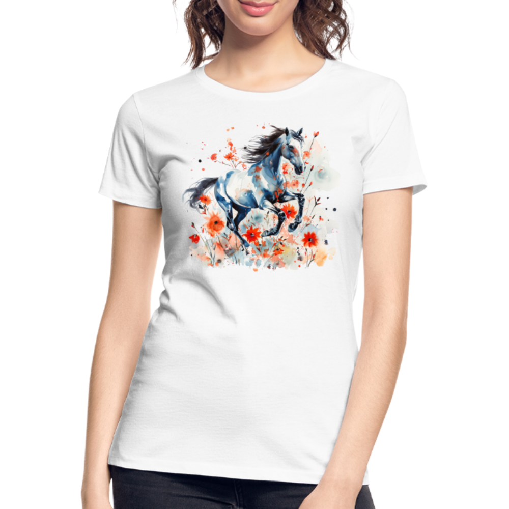 Flower Horse 11 - Frauen Premium Bio T-Shirt - Weiß