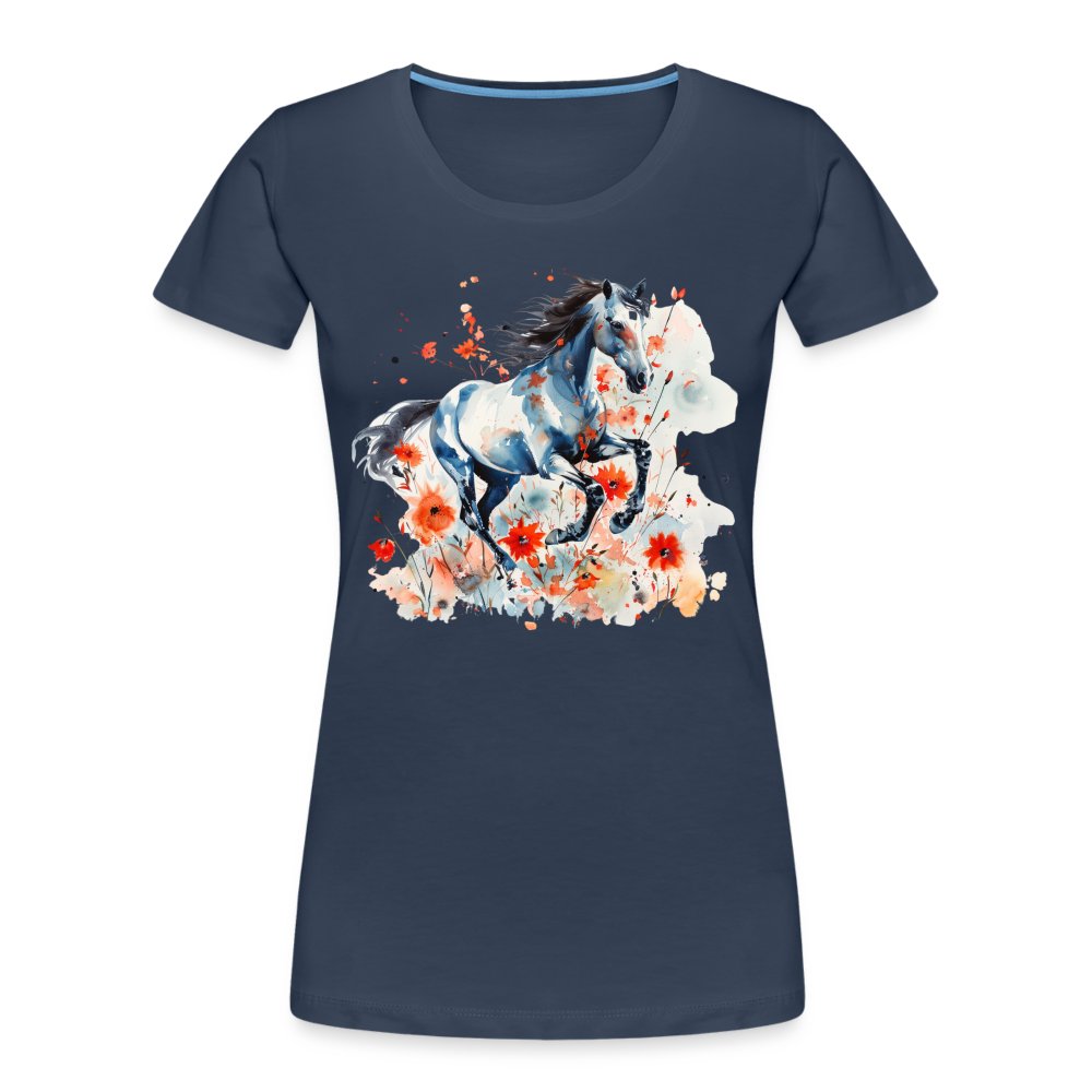 Flower Horse 11 - Frauen Premium Bio T-Shirt - Navy