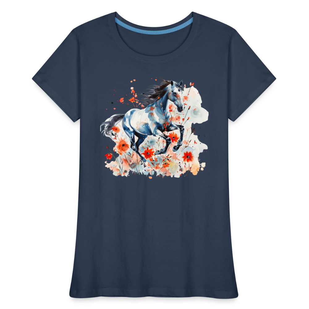 Flower Horse 11 - Frauen Premium Bio T-Shirt - Navy