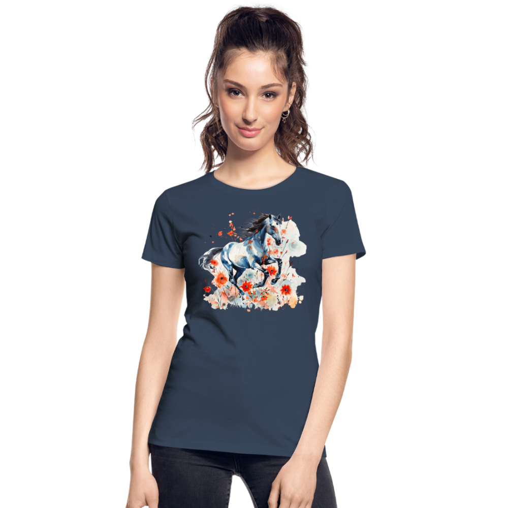 Flower Horse 11 - Frauen Premium Bio T-Shirt - Navy