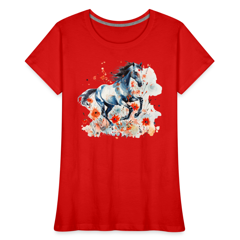 Flower Horse 11 - Frauen Premium Bio T-Shirt - Rot