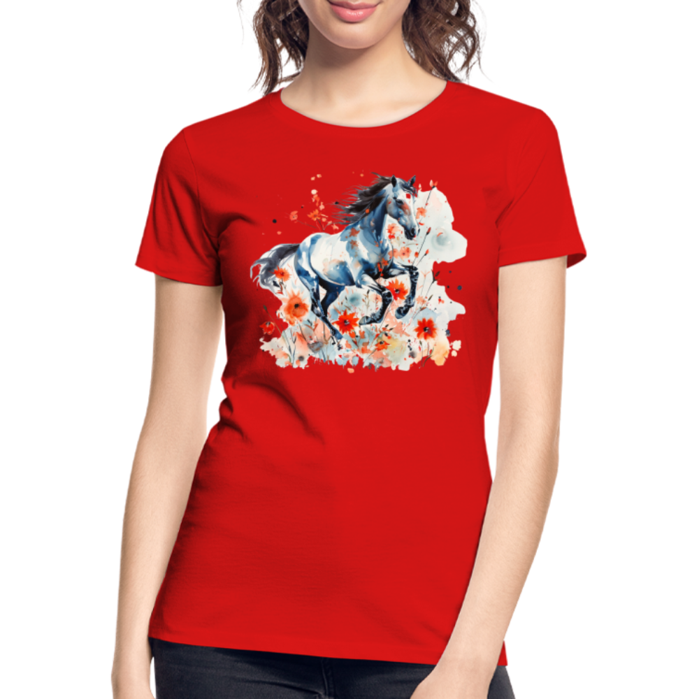 Flower Horse 11 - Frauen Premium Bio T-Shirt - Rot