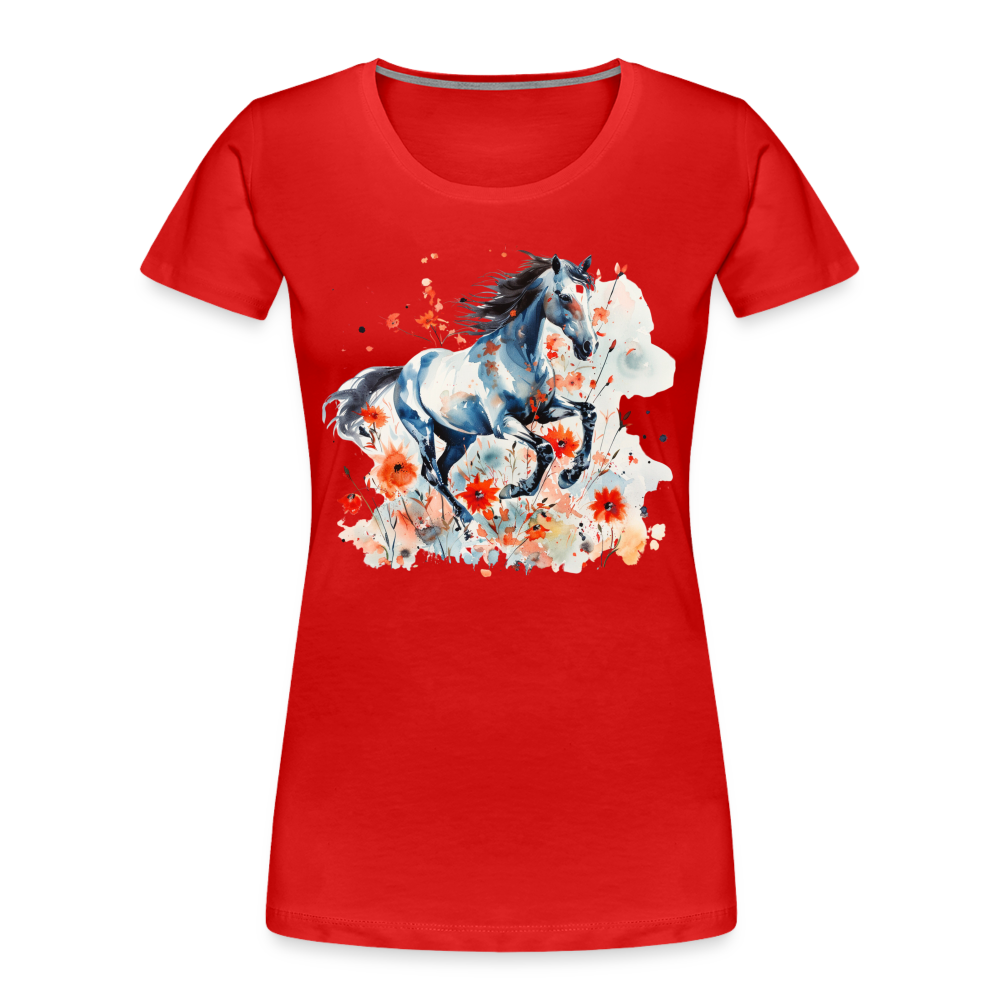 Flower Horse 11 - Frauen Premium Bio T-Shirt - Rot