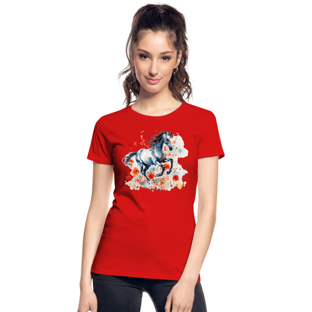 Flower Horse 11 - Frauen Premium Bio T-Shirt - Rot