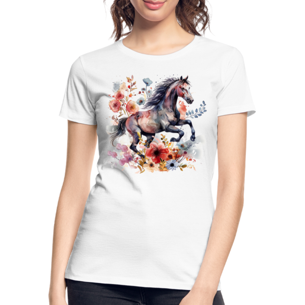 Flower Horse 18 - Frauen Premium Bio T-Shirt - Weiß