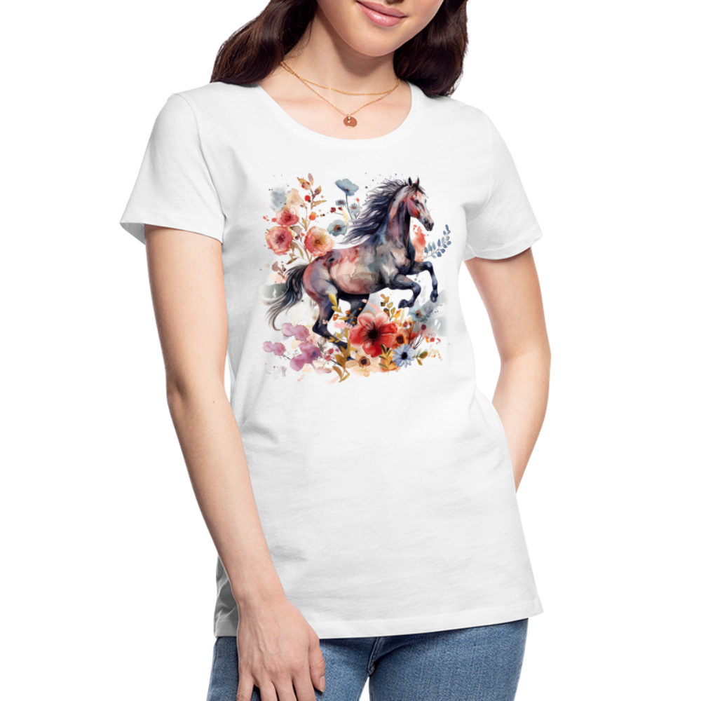 Flower Horse 18 - Frauen Premium Bio T-Shirt - Weiß