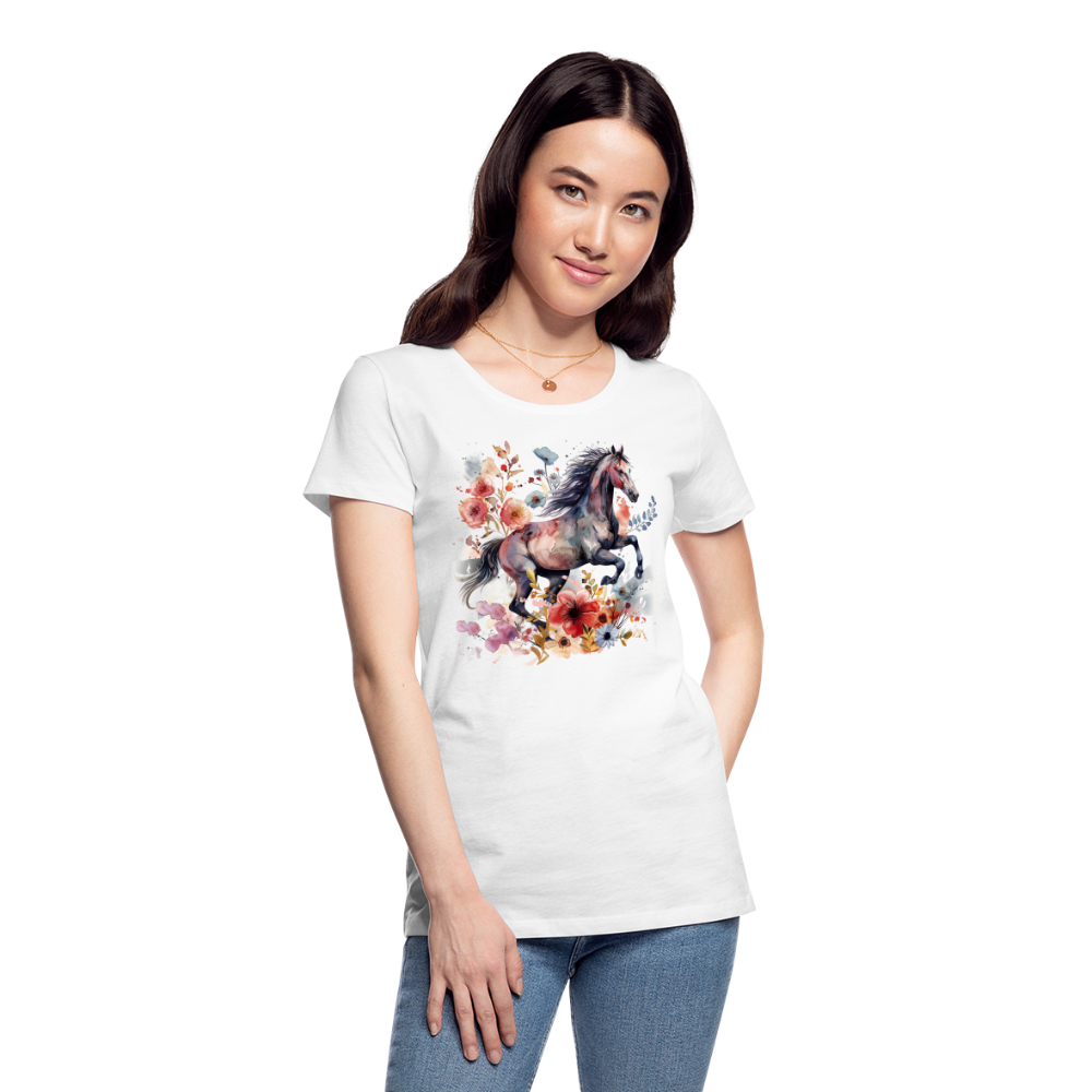 Flower Horse 18 - Frauen Premium Bio T-Shirt - Weiß