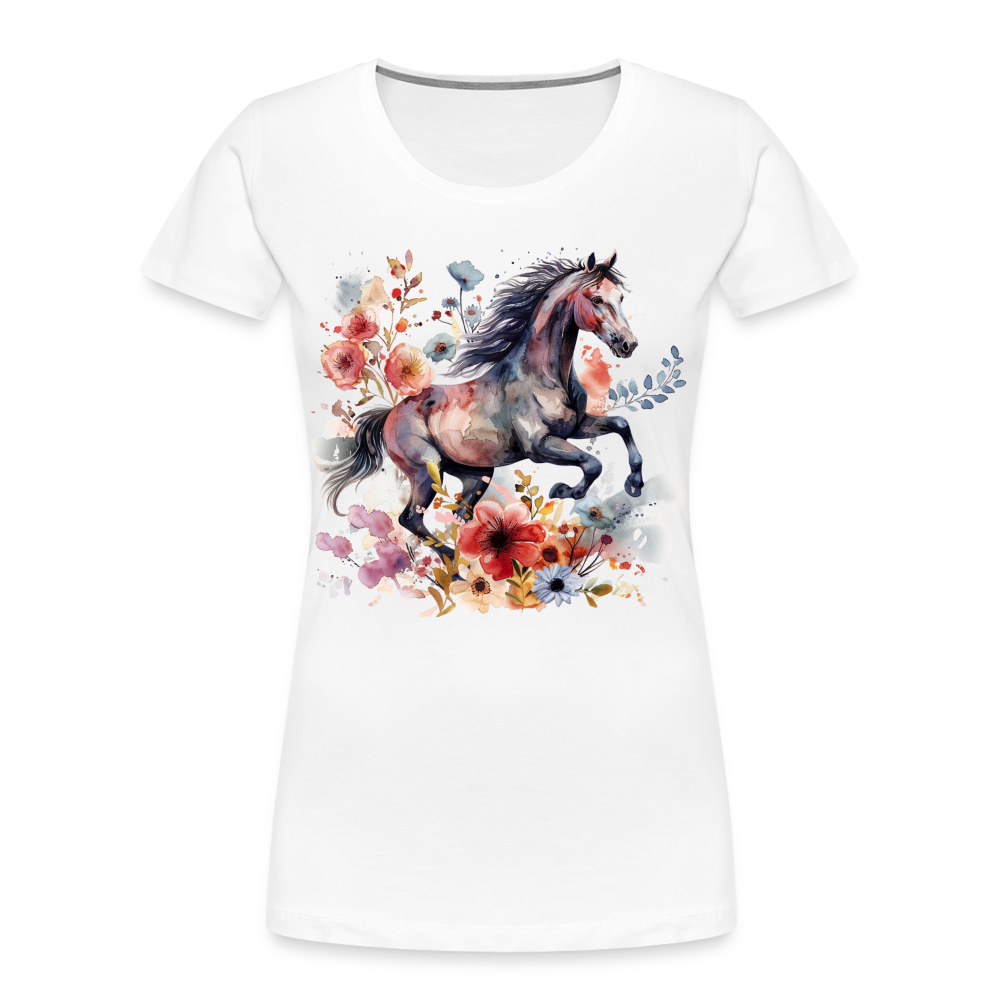 Flower Horse 18 - Frauen Premium Bio T-Shirt - Weiß