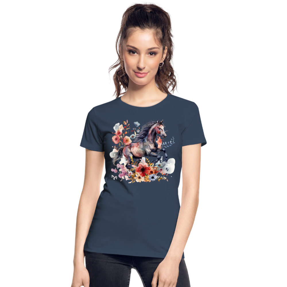 Flower Horse 18 - Frauen Premium Bio T-Shirt - Navy