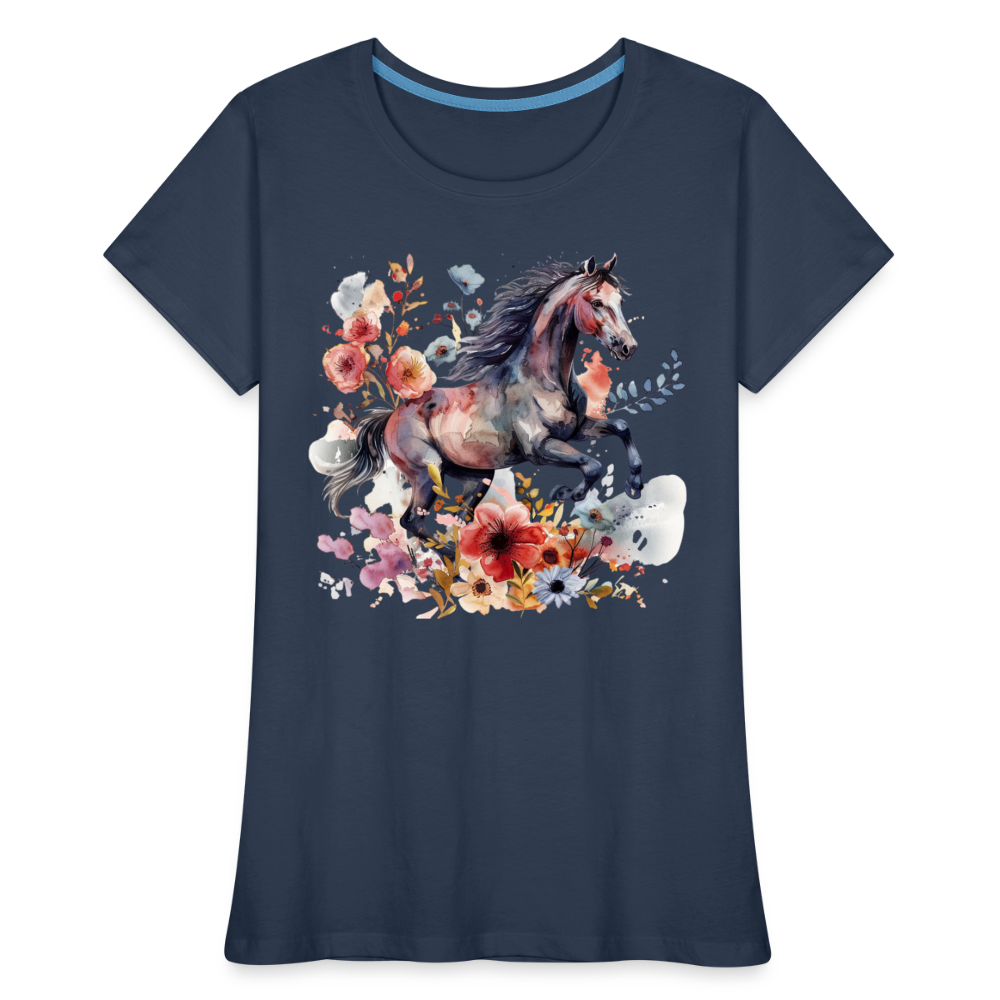 Flower Horse 18 - Frauen Premium Bio T-Shirt - Navy