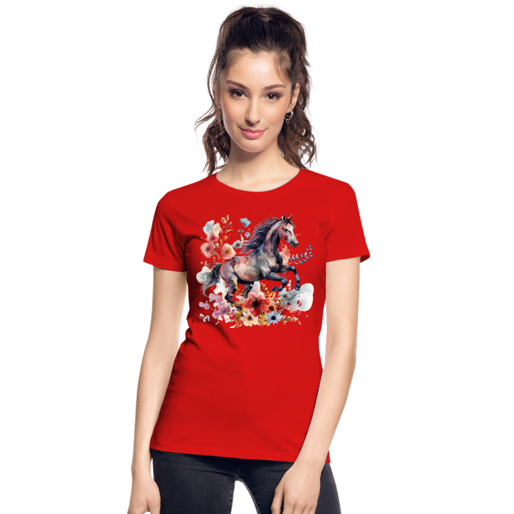 Flower Horse 18 - Frauen Premium Bio T-Shirt - Rot